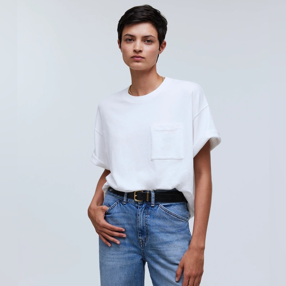 77- nn250 madewell sz xs Garment-Dyed Oversized Pocket Tee